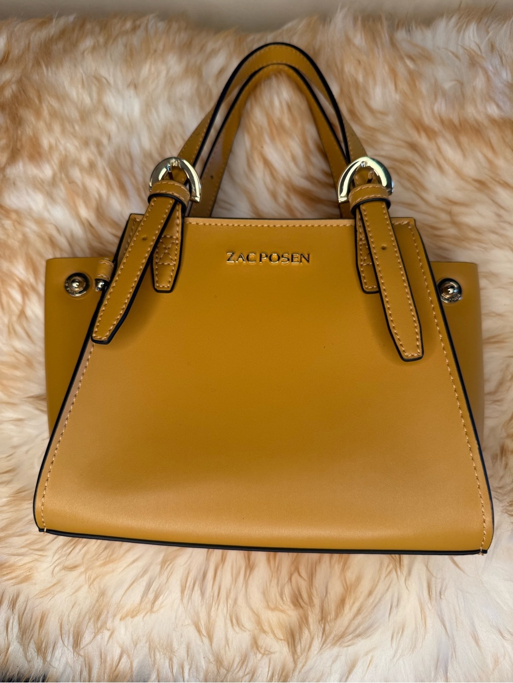Zac Posen Alice Mini Mustard Leather Top-Handle Satchel